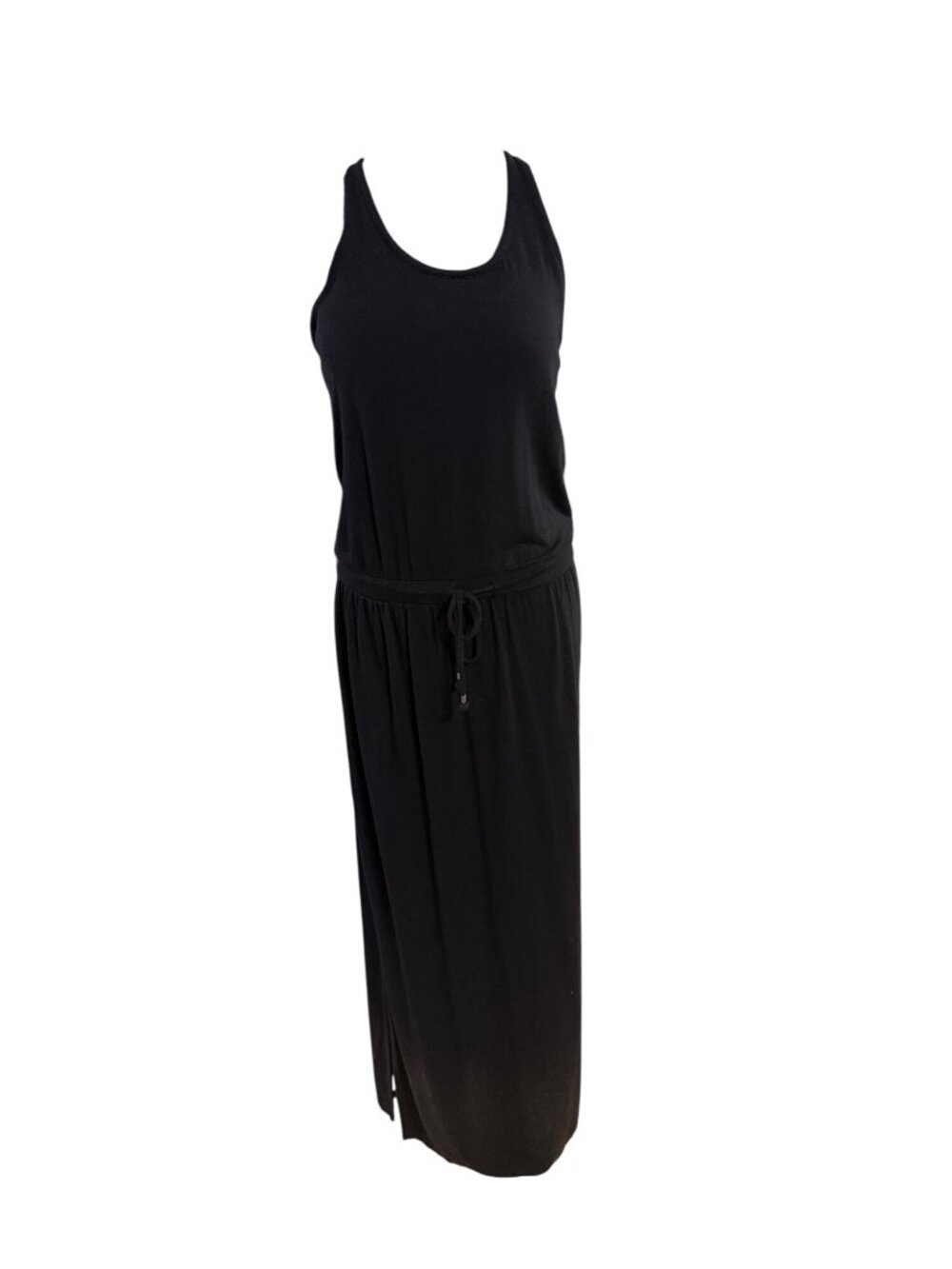 Athleta Black Racerback Maxi Dress With Tie Waist SP Size Lyocell Blend - Picture 2 of 6